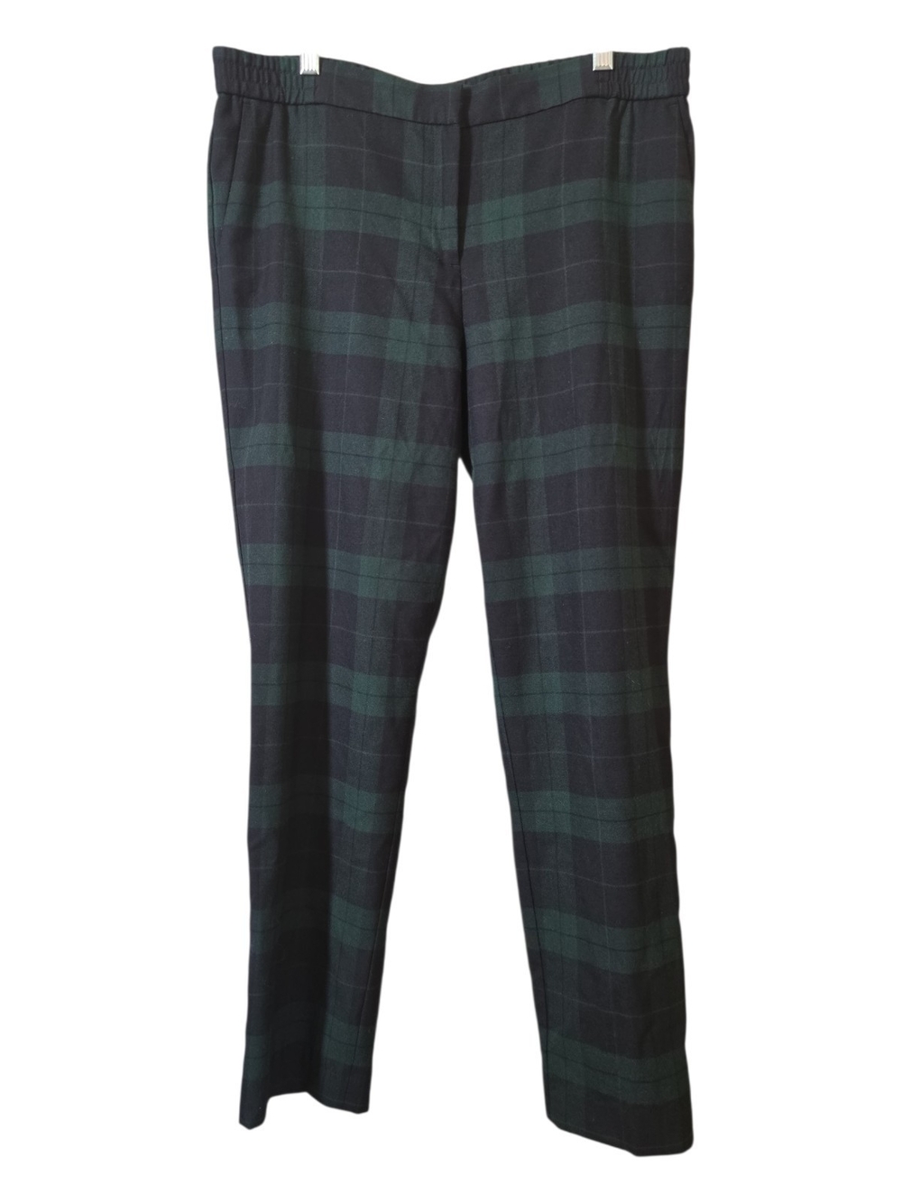Talbots Wool Blend Dark Green and Navy Plaid Hampshire Ankle Pants